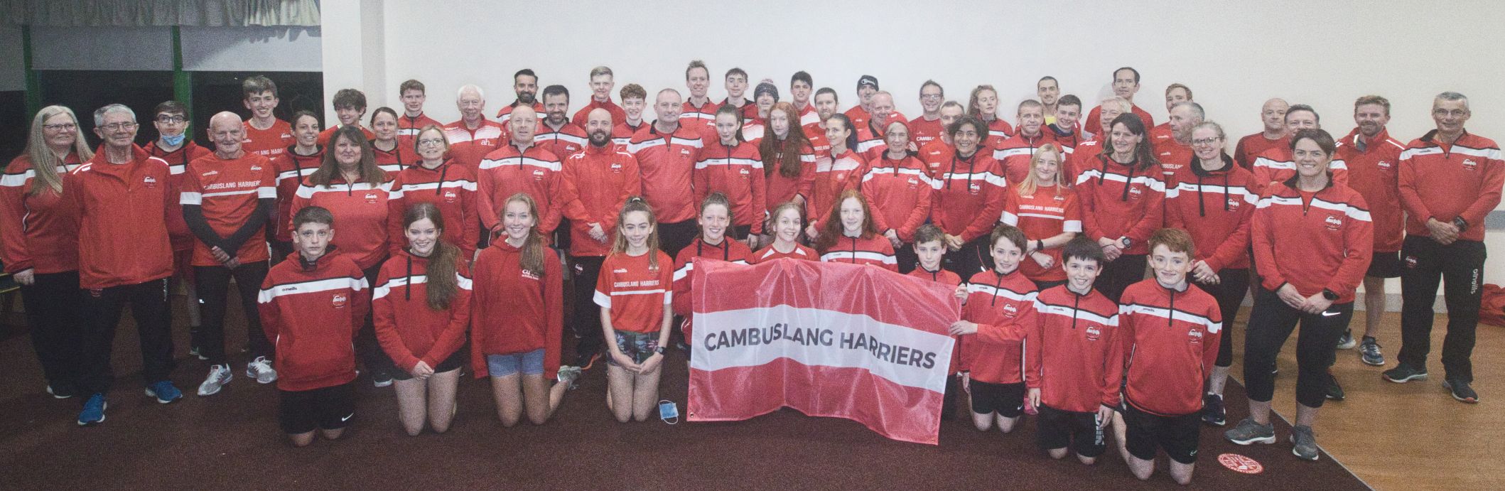Members of Cambuslang Harriers showing off the new club kit 2021